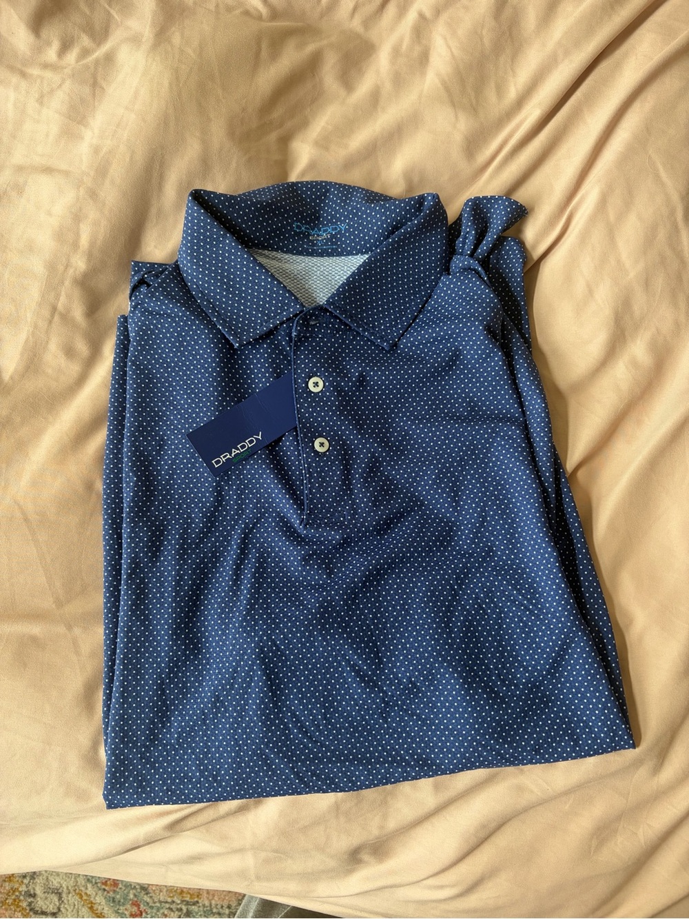 Men’s Navy Blue Microdot Polo Shirt - Picture 1 of 1
